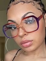 Unisex Vintage Square Frame Eyeglasses, Trendy Casual Colorblock Eyeglasses for Everyday Use, Modern Fashion Accessories for...