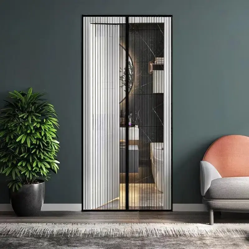 Magnetic Screen Door for Room Decor, Multifunctional Anti-mosquito Entry Door Net Screen with Storage Rope, Household Supplie...