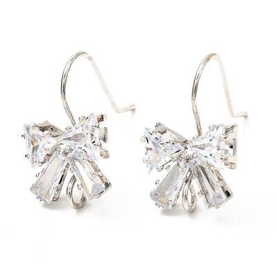 Brass Micro Pave Clear Cubic Zirconia Earring Hooks