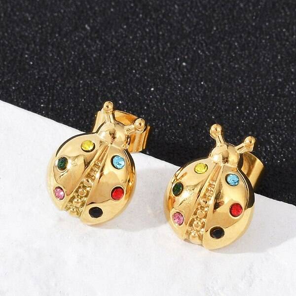 304 Stainless Steel Rhinestone Stud Earrings