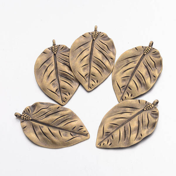 Tibetan Style Alloy Leaf Big Pendants