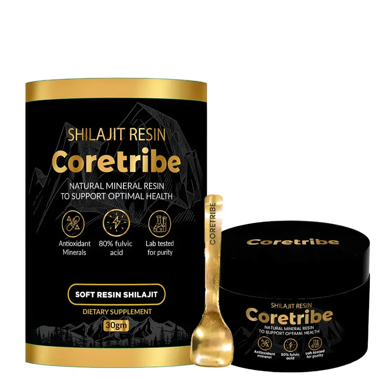 Coretribe Pure Himalayan Superfood Shilajit Resin 30gm - 80% Fulvic Acid & 85+ Trace Minerals for Energy & Immune Support Lab...