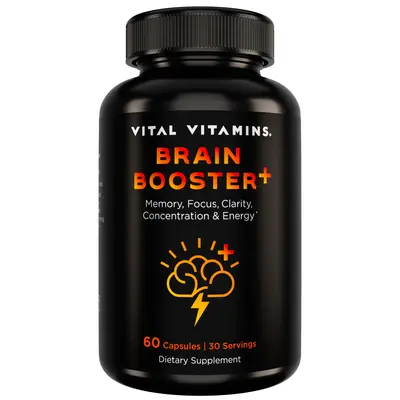 Brain Booster Plus | Memory, Focus & Clarity | Lion’s Mane Mushroom, Neuro Energy & Cognitive Support | 60 Capsules