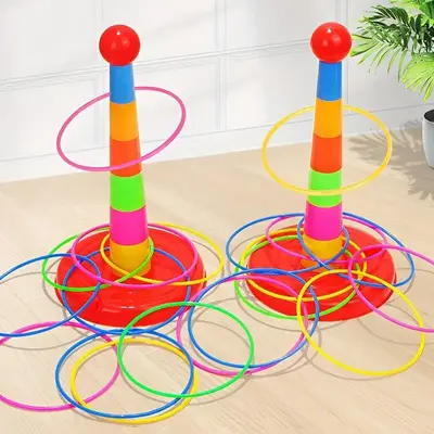 Random Color Hoopla Toy, 19pcs/26pcs Hoopla Throwing Game Toys, Indoor Outdoor Hoopla Juggling Toy, Perfect Family Activity G...