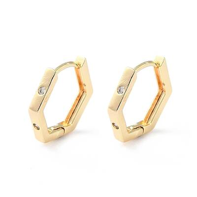 Brass Micro Pave Cubic Zirconia Hoop Earrings