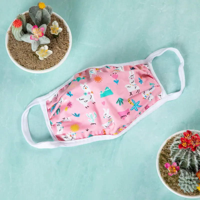 Vibrant Cloth Face Mask - Made in USA - Happy Llamas