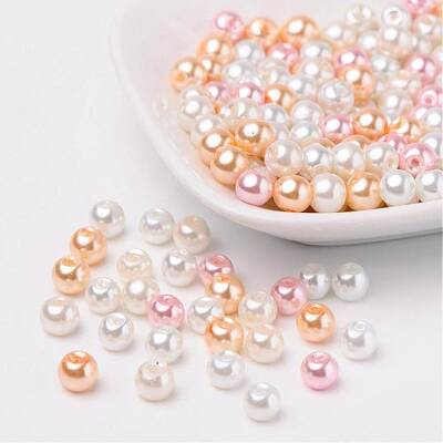 Barely Pink Mix Pearlized Glass Pearl Beads
