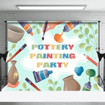 Colorful Art Pottery Painting Brush Party Backdrop - Aperturee