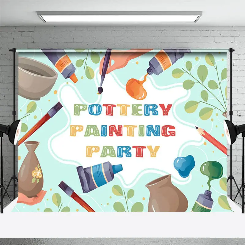Colorful Art Pottery Painting Brush Party Backdrop - Aperturee