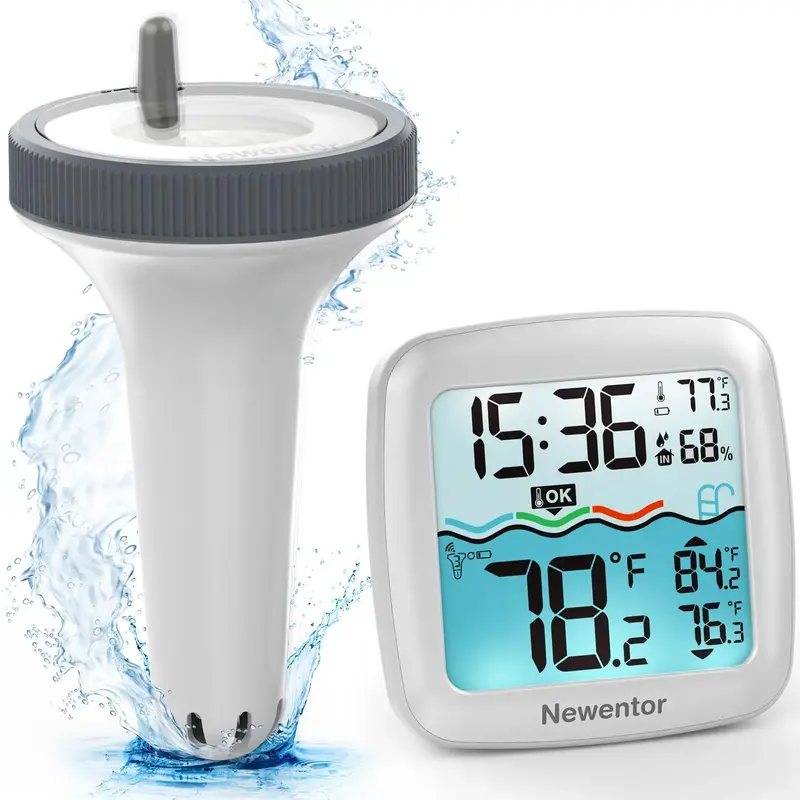 Digital Thermometer Wireless   Newentor Pool Thermometer Floating Easy Read, Digital Swimming Pool Thermometer Wireless, Wate...