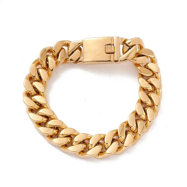 Ion Plating(IP) 304 Stainless Steel Curb Chains Bracelet for Women