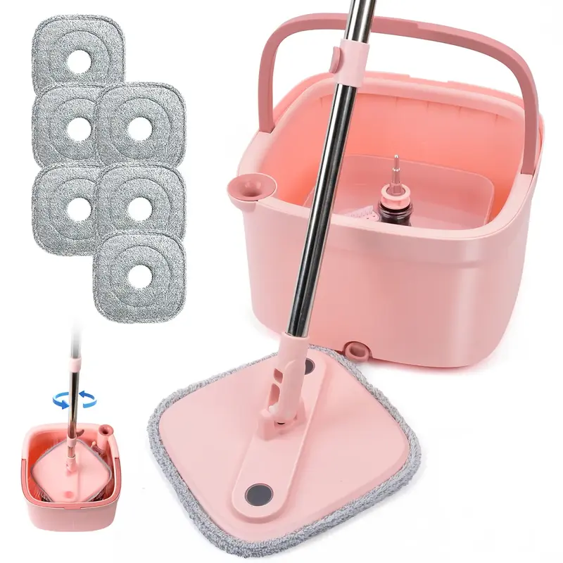 TIKAATOK Spin Mop and Bucket Set Separate Dirty and Clean Water Design Save Water Microfiber Mop for Hard Floor Wall Cabinet ...