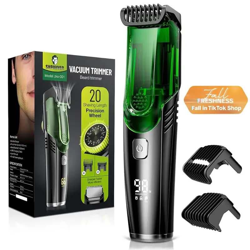 [Fallfreshness]SHPAVVER Vacuum Beard Shaver for Men,SHPAVVER Built-in Vacuum Trimmer for Mustache, Sideburns, Facial Hair, Re...
