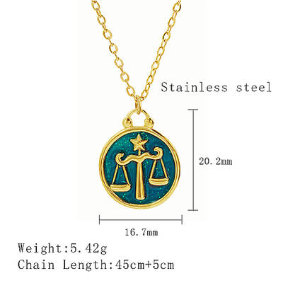 Stainless Steel Enamel Constellation Pendant Necklaces