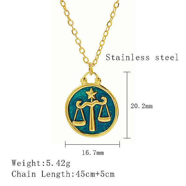Stainless Steel Enamel Constellation Pendant Necklaces