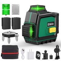[2025 Upgraded] 3D laser level, Elikliv 3x360° Laser Marker, Green 12 lines, 2*4000mAh Large Capacity Batteries, Auto Calibr...