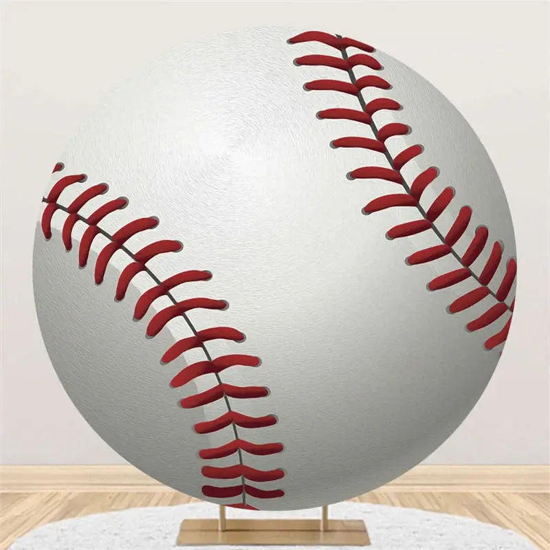 Aperturee White And Red Baseball Round Happy Birthday Backdrop | Diy Birthday Backdrop | Birthday Party Decorations | Birthda...