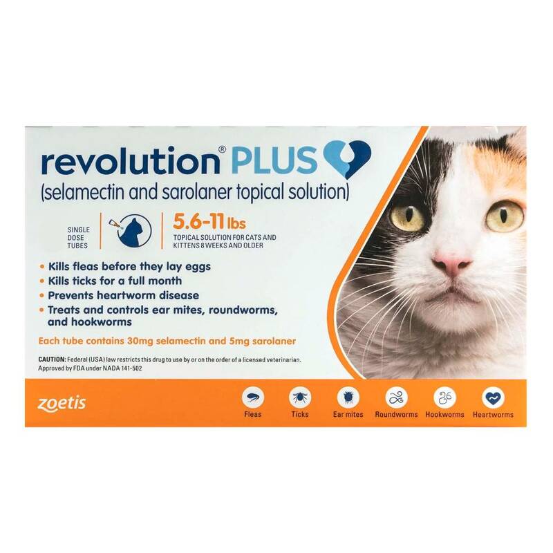 Revolution Plus For Medium Cats 5.6-11lbs (2.5-5kg) Orange 12 Pack