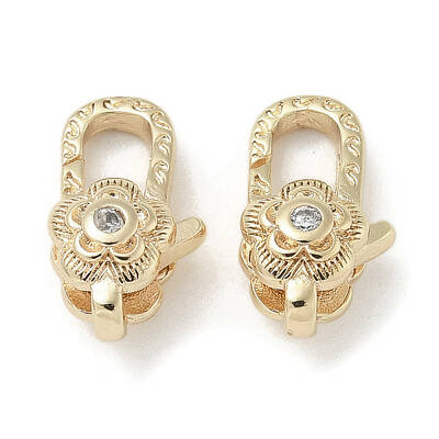 Brass Micro Pave Clear Cubic Zirconia Lobster Claw Clasps