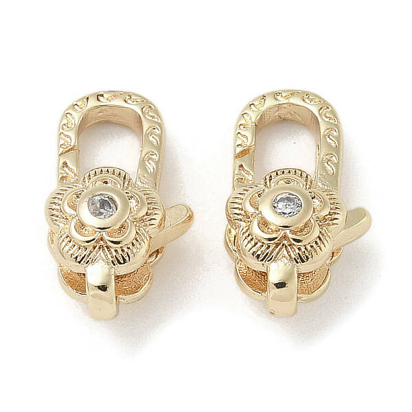Brass Micro Pave Clear Cubic Zirconia Lobster Claw Clasps