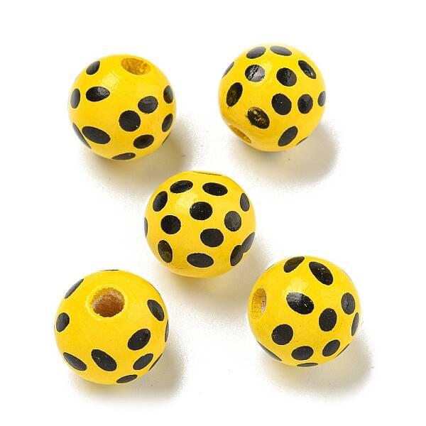 Printed Wood European Beads