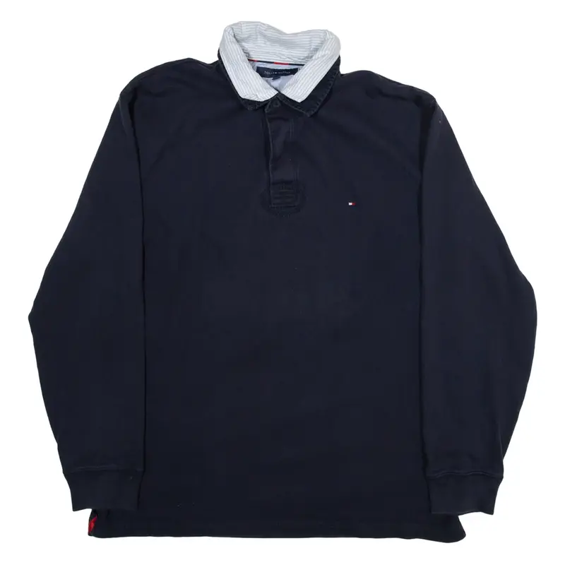 TOMMY HILFIGER Mens Polo Shirt Blue Long Sleeve 2XL