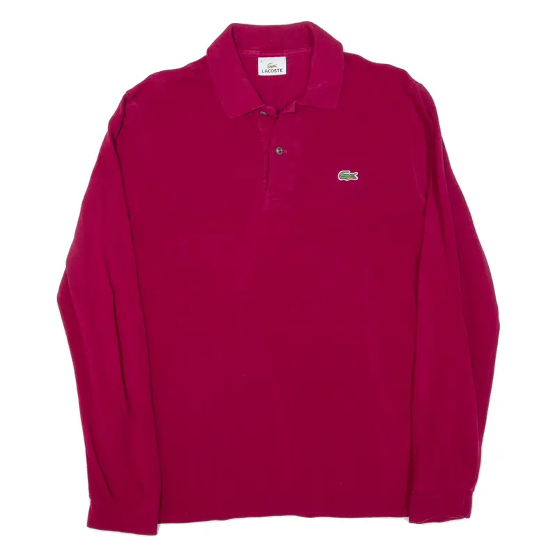 LACOSTE Mens Polo Shirt Maroon Long Sleeve M