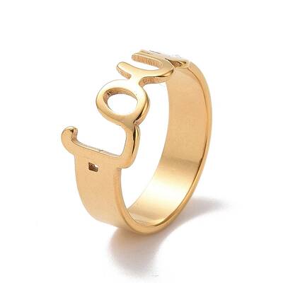 Ion Plating(IP) 201 Stainless Steel Word Love Finger Ring