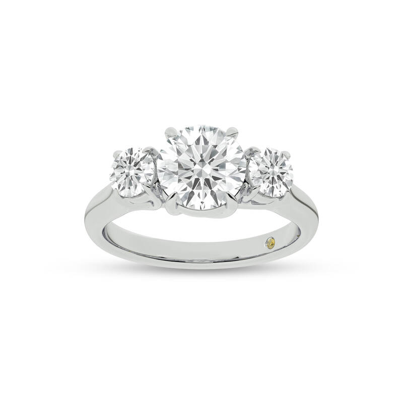 Quintessential Three Stone Round Lab Grown Diamond Engagement Ring | 18K White Gold 3 1/4 CT. TW.