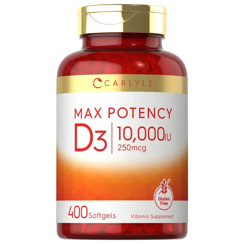 Carlyle Vitamin D 10000 IU 400 Softgels | Value Size | Max Potency | Non-GMO, Gluten Free Supplement