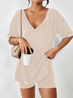 EKOUAER  Women's Loungewear  2 Piece Outfits Tshirt Oversized Short Sleeve Tracksuit Beach Cover Up Shorts Set S-XXL