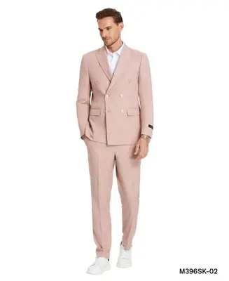 Tazio Men's Light Pinstripe 2 Piece Skinny Fit Suit