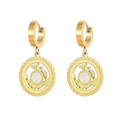 304 Stainless Steel Dangle Hoop Earrings with Enamel