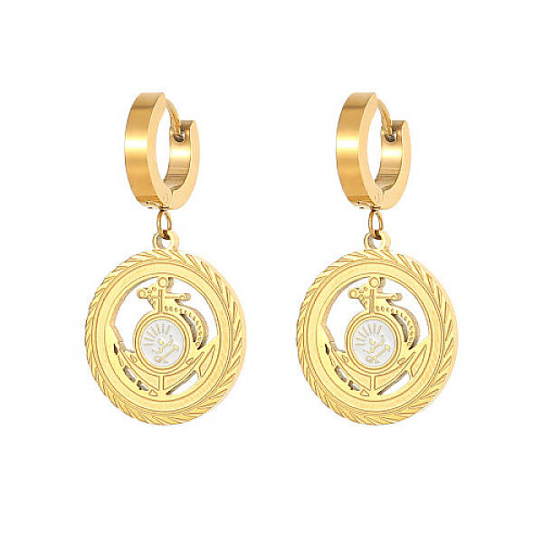 304 Stainless Steel Dangle Hoop Earrings with Enamel