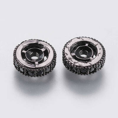 Brass Micro Pave Cubic Zirconia Beads