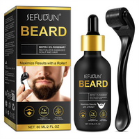 Sefudun Beard Serum 60ml - 6% Rosemary & 1% Biotin for Maximum Results with Roller Rapid Growth Oil Scalp Hair Strengthener