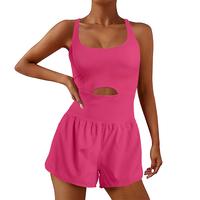 Women's Gym Rompers Solid Cross Backless Basic Workout Tracksuits Sports Clothes, Running Outfits ,Athletic Tennis Jumpsuit...