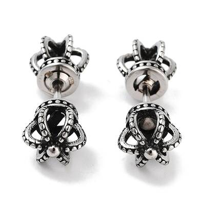 Crown 316 Surgical Stainless Steel Stud Earrings