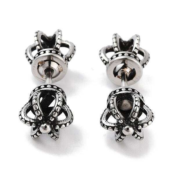 Crown 316 Surgical Stainless Steel Stud Earrings