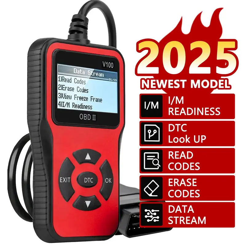 V100 Car OBD2 Scanner Diagnostic Tool, Car Voltage Tester Engine Fault Code Scanner, Tester Diagnostic Tool for OBDII Protoc...