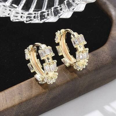 Brass Glass Hoop Earrings