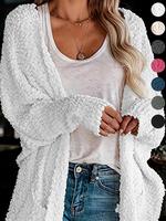Women's Plain Pocket Batwing Sleeve Cardigan, Casual Long Sleeve Open Front Knitwear for Fall & Winter, Women's Knit Clothing...