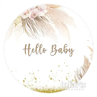 Aperturee Soft Light Pink Flowers Round Baby Shower Backdrop | Baby Shower Arch Backdrop | Circle Background For Party | Cust...