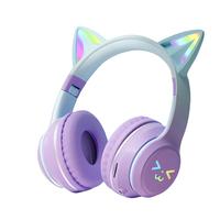 Wireless Headphones, Electronic Cat Ear Design Folding Headphones with Built-in Microphone, Foldable Bluetooth-compatible Hea...