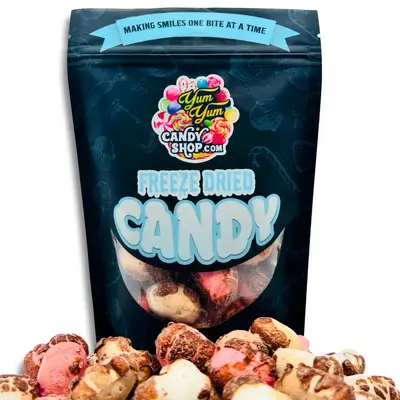 Neapolitan Chocolate Crunch Freeze Dried Candy Chocolate Strawberry & Vanilla Snack Blend Bonbon Milk Sugar Corn gluten free ...