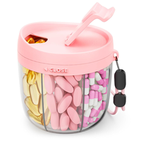 Cute Pill Dispenser with 7 Large Compartments, Portable Pill Bottle Organizer with Wide Opening for Easy Use, Anti-Mix Pill O...