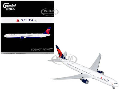 Boeing 767-400ER Commercial Aircraft Delta Air Lines (N482MH) White with Blue and Red Tail Gemini 200 Series 1/200 Diecas...
