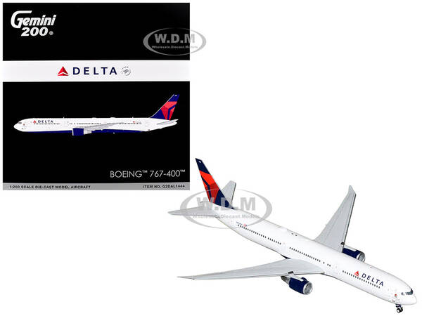 Boeing 767-400ER Commercial Aircraft Delta Air Lines (N482MH) White with Blue and Red Tail Gemini 200 Series 1/200 Diecas...