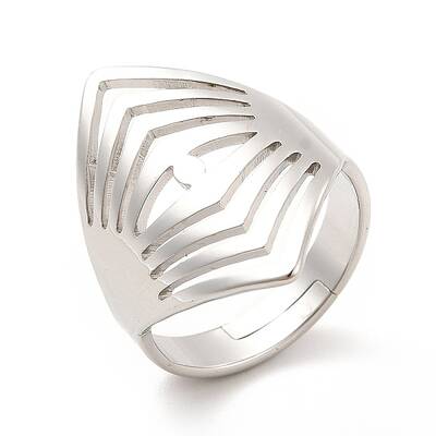Non-Tarnish 201 Stainless Steel Wide Eye Adjustable Ring for Women