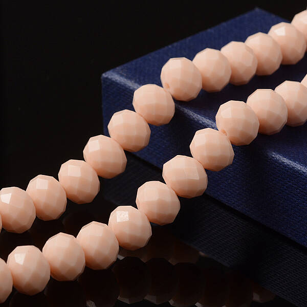 1 Strand Opaque Solid Old Lace Color Crystal Glass Rondelle Bead Strands